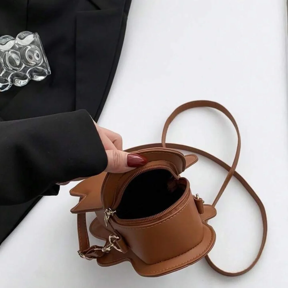 Gingerbread Man Brown Leather Crossbody Bag